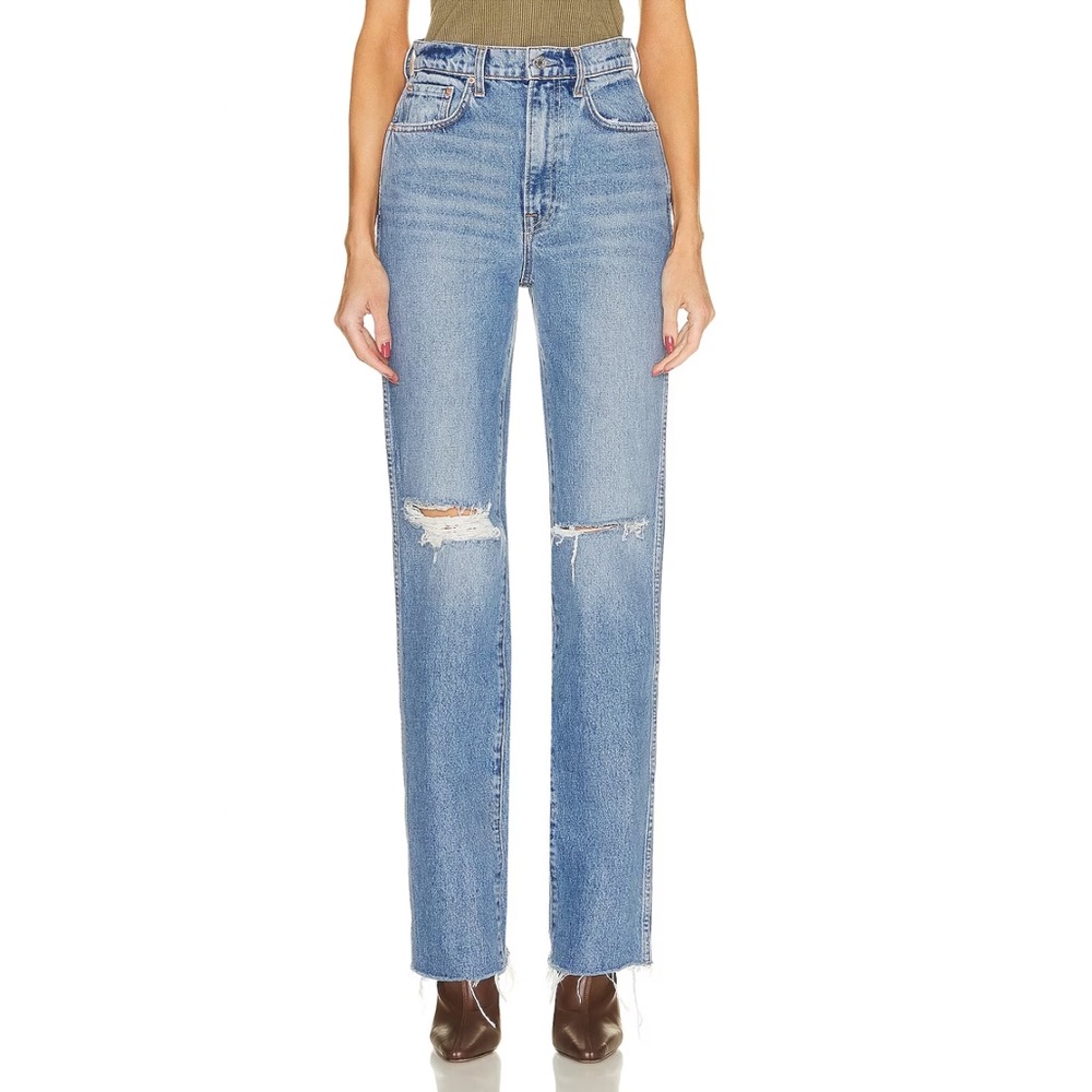 GRLFRND High Rise Slim Straight Denim